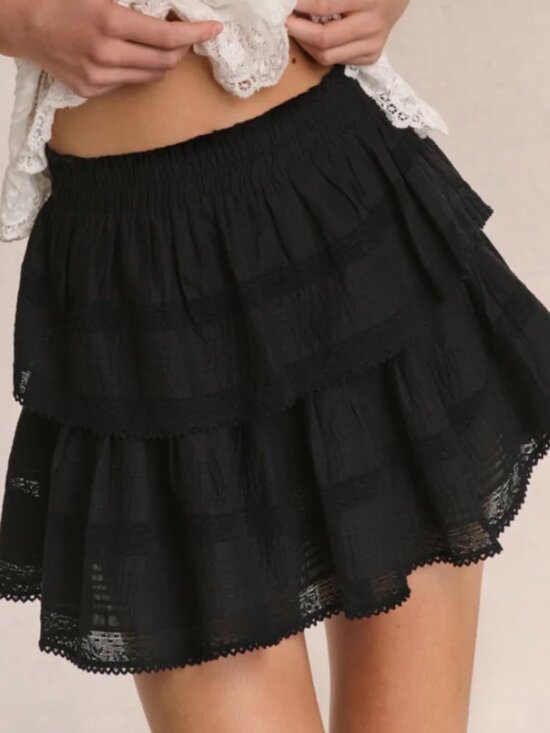LoveShackFancy Dresses & Skirts - LoveShackFancy Ruffle Mini Heritage Skirt - Black